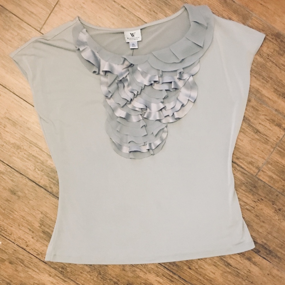 NWT Grey with ruffle Shirt
